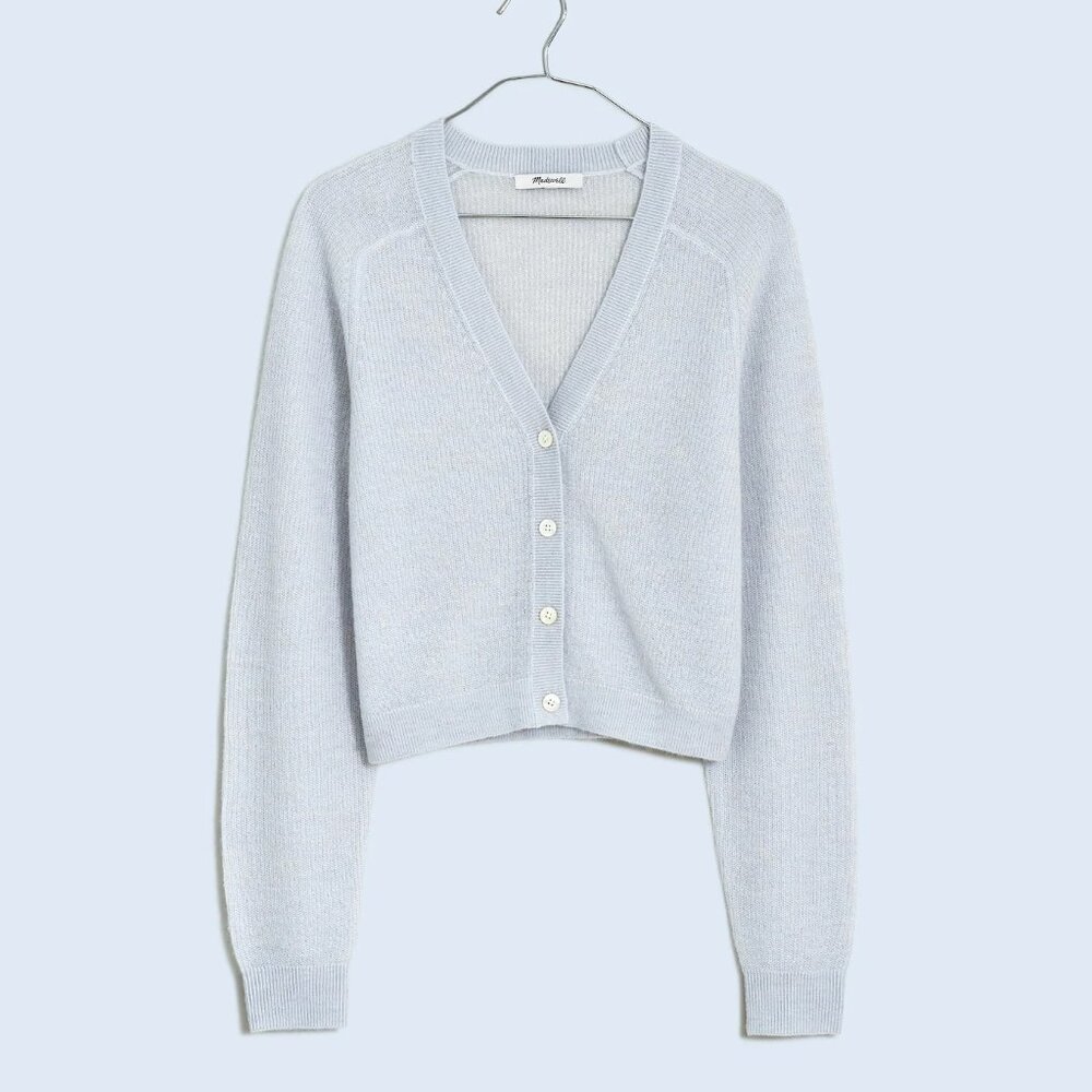 Madewell Alpaca-Blend V-Neck Cardigan Sweater In Violet Quartz Size M